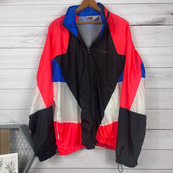 Nike Other - Vintage‎ 90s Nike Multi Color Windbreaker Jacket Packable Hood Black Blue Pink